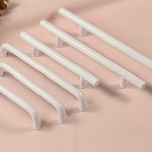 Nordic Slim Drawer Handle Pull Pure White cabinet pulls knob, White Dresser handle Knobs cylindrical Wardrobe handle pull Furniture Hardware