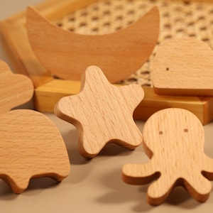 Safari Animal Drawer Handle Knob, Beech wood Cabinet Handle Pull, Wooden animal knobs for nursery drawers, door hook, Animal dresser handle