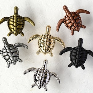 Vintage Sea turtles cabinet knobs, bronze silver animal drawer handles, handle knobs for nursery drawers, furniture cabinet knobs