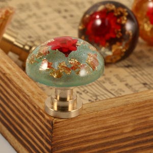 Dried flower Gold foil Cabinet Drawer Knobs Handles Wild flower brass base dresser knob pulls, Flowers brass cupboard handles knobs handle