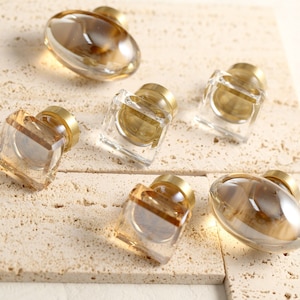 Champagne Brass Cabinet Drawer Pulls Knobs, Transparent Dresser knob handle pull Crystal Cabinet knobs Wardrobe pull knob handle Home Decor