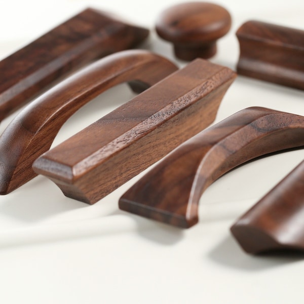 Walnut cabinet pulls, wood handles, drawer knobs handles, walnut wood door pulls, cabinet knobs pull, kitchen handke knob