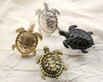 Schildkröten Schubladenknöpfe, Bronzeschrankknöpfe, silberne Schubladengriffe, Möbelknopfknöpfe