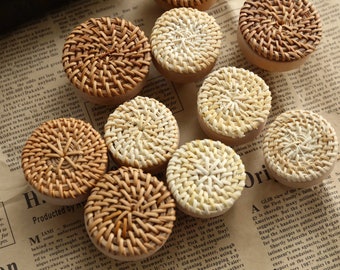 Rattan Knobs 5cm, Boho Rattan Nursery Cabinet Knobs, rattan drawer knob handle, wooden knob, nursery drawer handles, furniture cabinet knobs