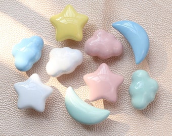 Maniglia per pomello per cassetto Baby Pink Star, pomelli per stanza dei bambini, pomello per cassetto in ceramica per bambini, pomello per armadio per bambini, pomello per guardaroba, pomelli per armadietto