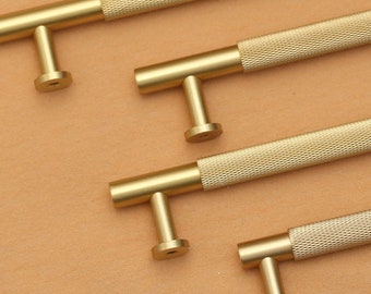 Golden Knurled Cabinet Handles Pulls Knobs, Brass Gold Drawer Knobs Pulls Handles, Wardrobe Cupboard long pulls handles, Furniture Hardware