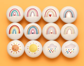 Rainbow Ceramics drawer knob handle, Sun knobs for nursery drawers, Children's cabinet knob, Kitchen Wardrobe Cupboard handle knob