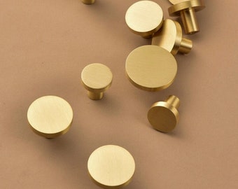 Solid Brass geometric round Drawer knobs handles, Brass round Cabinet Dresser handle knobs, furniture Wardrobe knobs, Pure Brass Door Pull