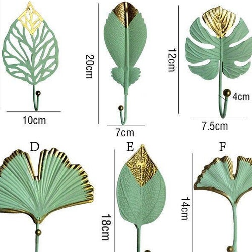 Green Leaf Hooks Tropical Leaf Wall Hooks Autumn Hollow Etsy