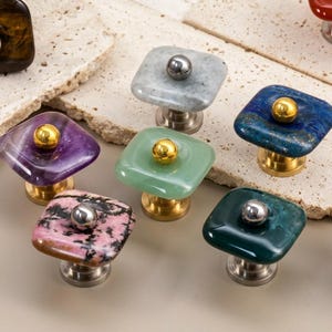 Gemstone Brass Dresser Drawer knobs Natural Crystal Cabinet Closet knobs pulls Wabi sabi Aventurine Amethyst Cupboard Nightstand knob handle
