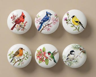 Bird keramische kastknoppen handgrepen, Robin Cardinal ladekast trekt knoppen, kinderkamer Blue Jay Cardinal dressoir knoppen pull woondecoratie