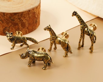 Vintage safari animals drawer knobs handle, Antique brass animals cabinet dresser handles Bronze cupboard knobs handles, custom engraved