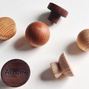 Wood Ball cabinet pulls, Wood drawer knobs handles,custom engraved walnut wood door pulls, Brass Drawer knobs pull, kitchen handke knob