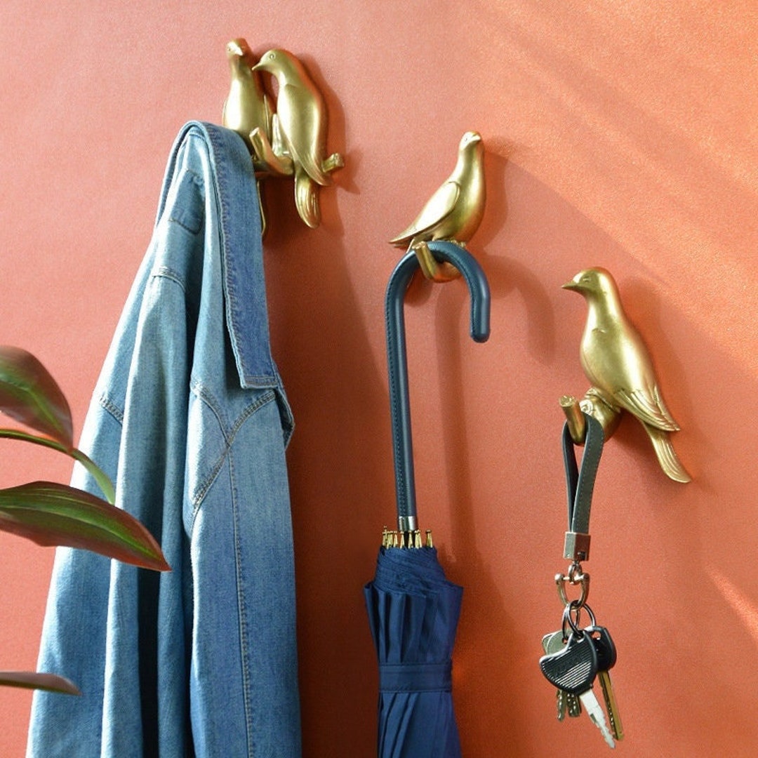 Gold Bird Wall Hooks Minimalist Art Bird Hook Bag Hook Coat Etsy