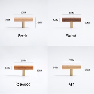 Solid wood cabinet pulls, Wood drawer knobs handles, walnut wood door pulls, brass cabinet knobs pull, kitchen handke knob, wooden door pull image 2