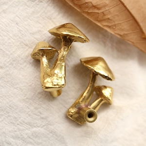 Brass wild mushrooms cabinet pulls, Nursery room Animal Drawer Knobs Pulls Handles,flower Dresser Knobs Cabinet Pull handles, brass Hardware image 2