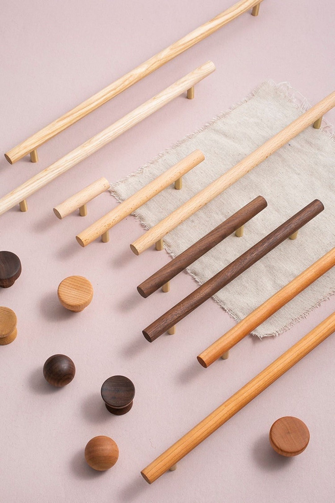 Solid Wood Pulls, Wood Drawer Knobs Handles, Walnut Wood Door