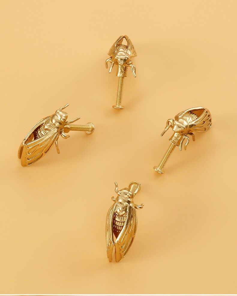 Golden Cicada Cabinet Knob Animal Cabinet Knob Drawer Handle - Etsy