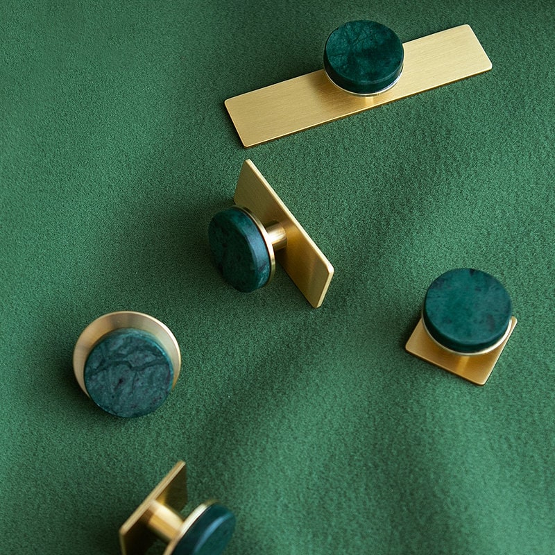 Dark Green Marble Single Knobs Luxury Cabinet Knobs Gold - Etsy