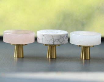 White Marble drawer knobs pulls, Brass Cabinet Knobs dresser knob, cupboard drawer pulls, modern dresser knobs, furniture makeover hardware