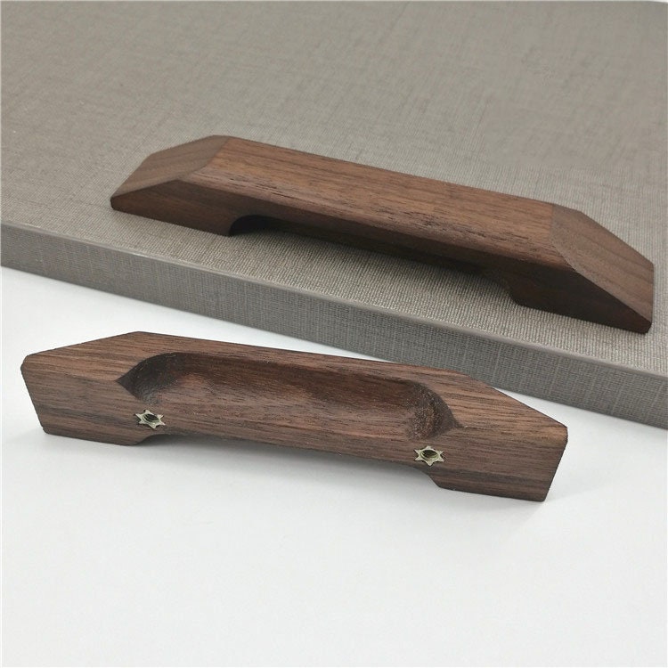 Walnut pulls wood handles drawer knobs handles Etsy