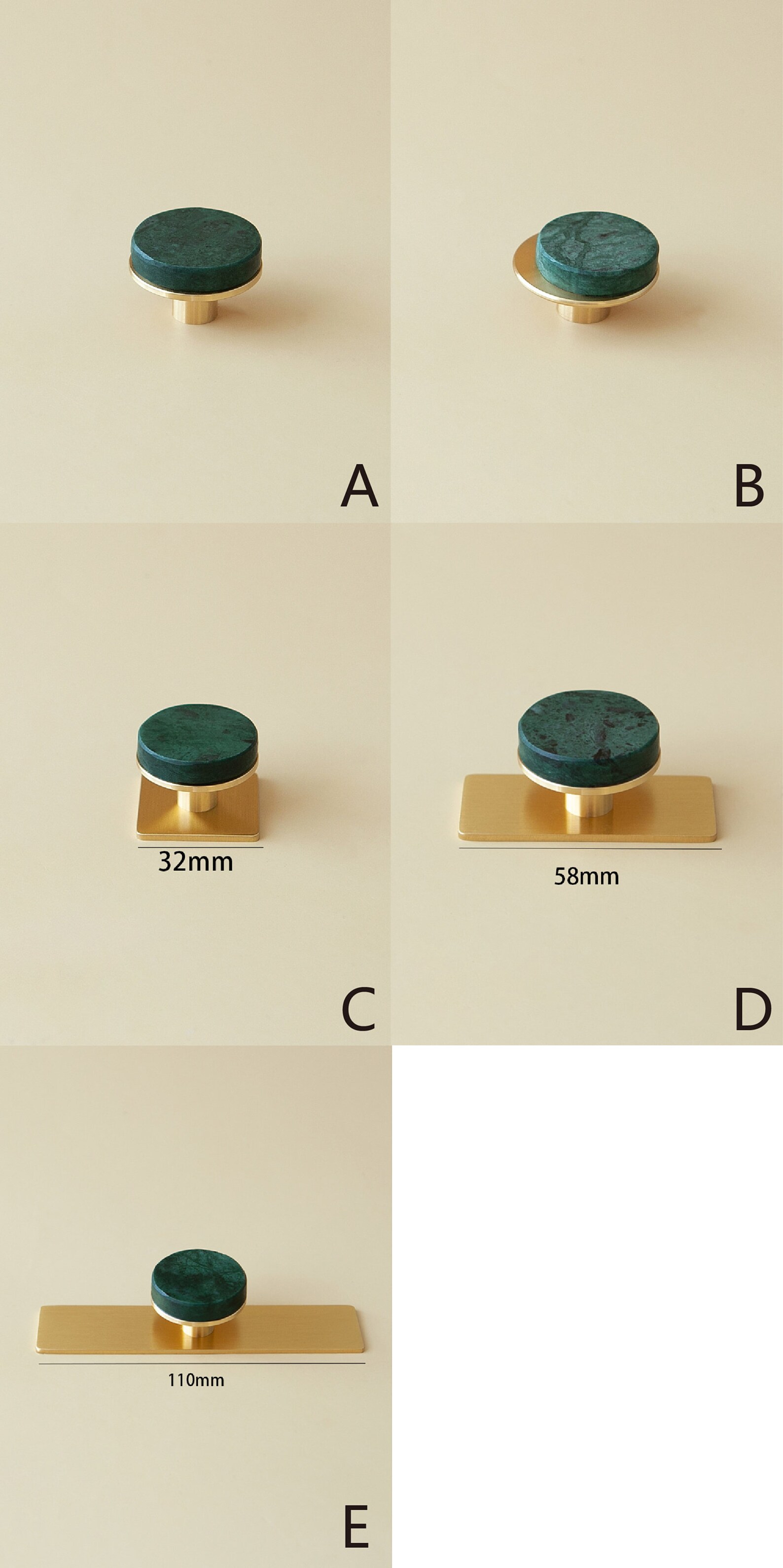 Dark Green Marble Single Knobs Luxury Cabinet Knobs Gold - Etsy