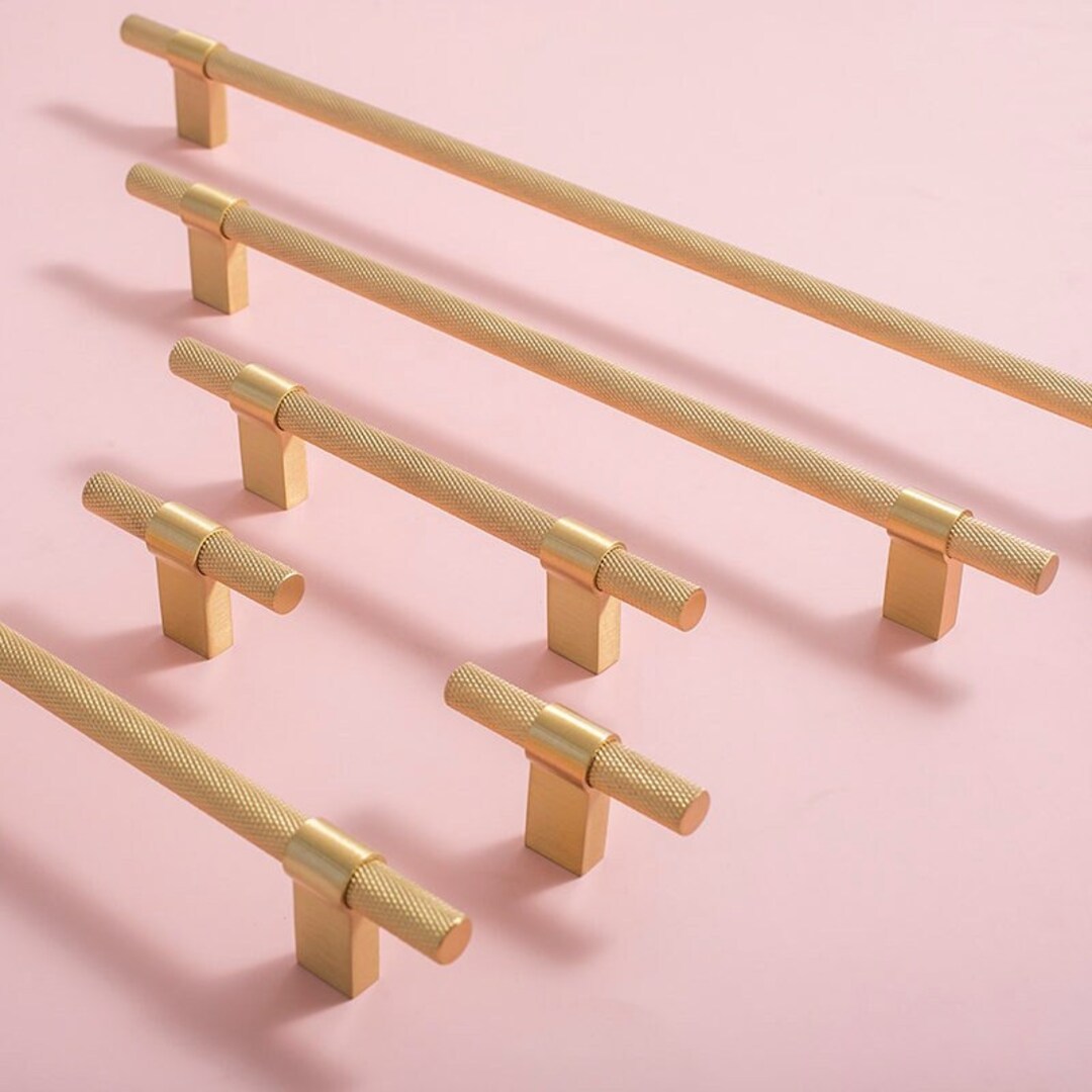 Knurled Solid Brass Handles Pull Brass Gold Drawer Etsy