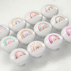 Bright Color Rainbow Cabinet knob, Ceramics knobs for nursery drawers, Children&#39;s cabinet knob, Bathroom Wardrobe Cupboard Pull handle
