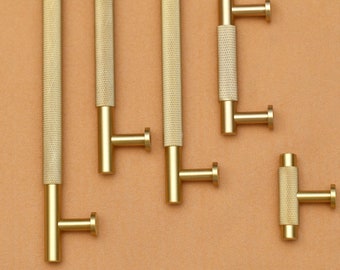 Modern Knurled Drawer Handles Pulls, Brass Gold Drawer Knobs Pulls Handles, wardrobe long pulls, Cabinet Pull handles, Furniture Hardware