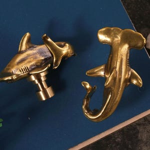Hammerhead shark brass drawer knobs pulls, Marine Animals Cabinet dresser handles knobs for kids,Antique Bronze wardrobe cupboard knobs pull