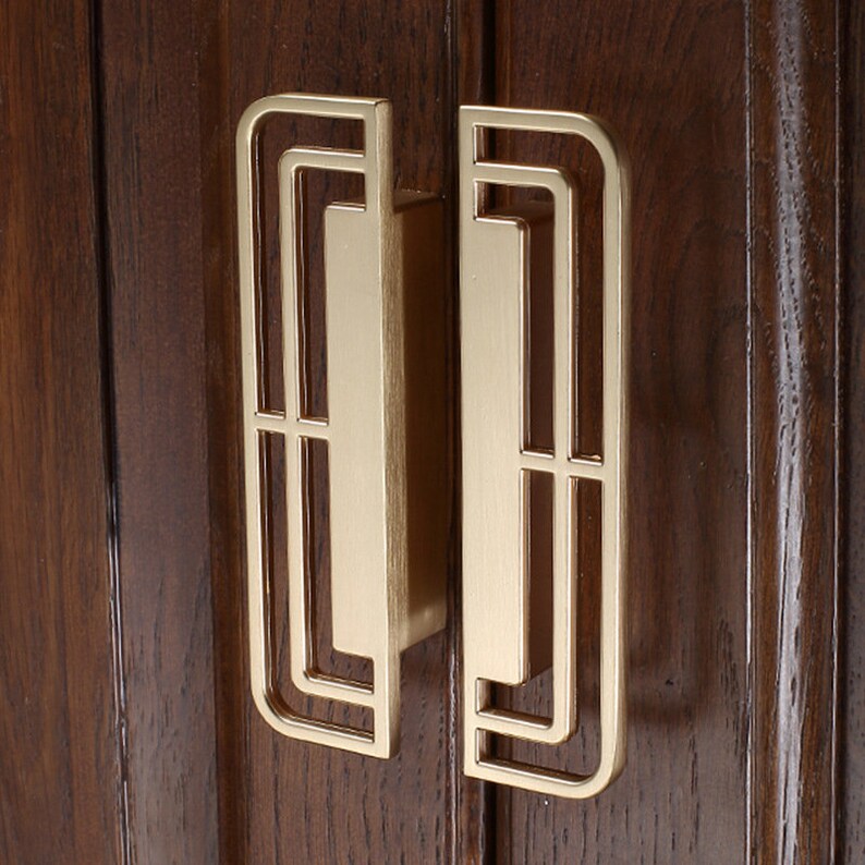 Gold Geometric Pull Decorative Knobs Drawer Knob Etsy