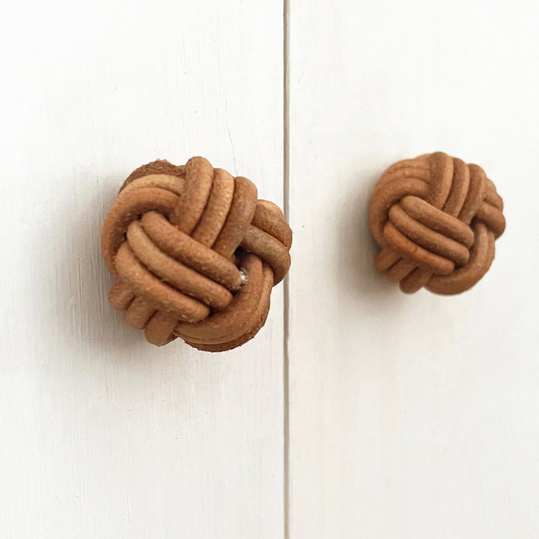 Cowhide Knot Handle Knobs Boho Knob Nursery Knobs Etsy