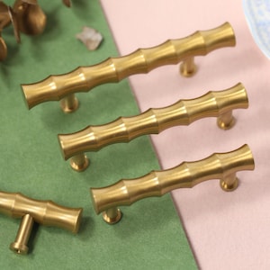Banboo cabinet handles pulls, Brass Dresser Drawer Pulls Knobs Handles Gold Dresser Knobs Cabinet Pull handles Modern Furniture Hardware