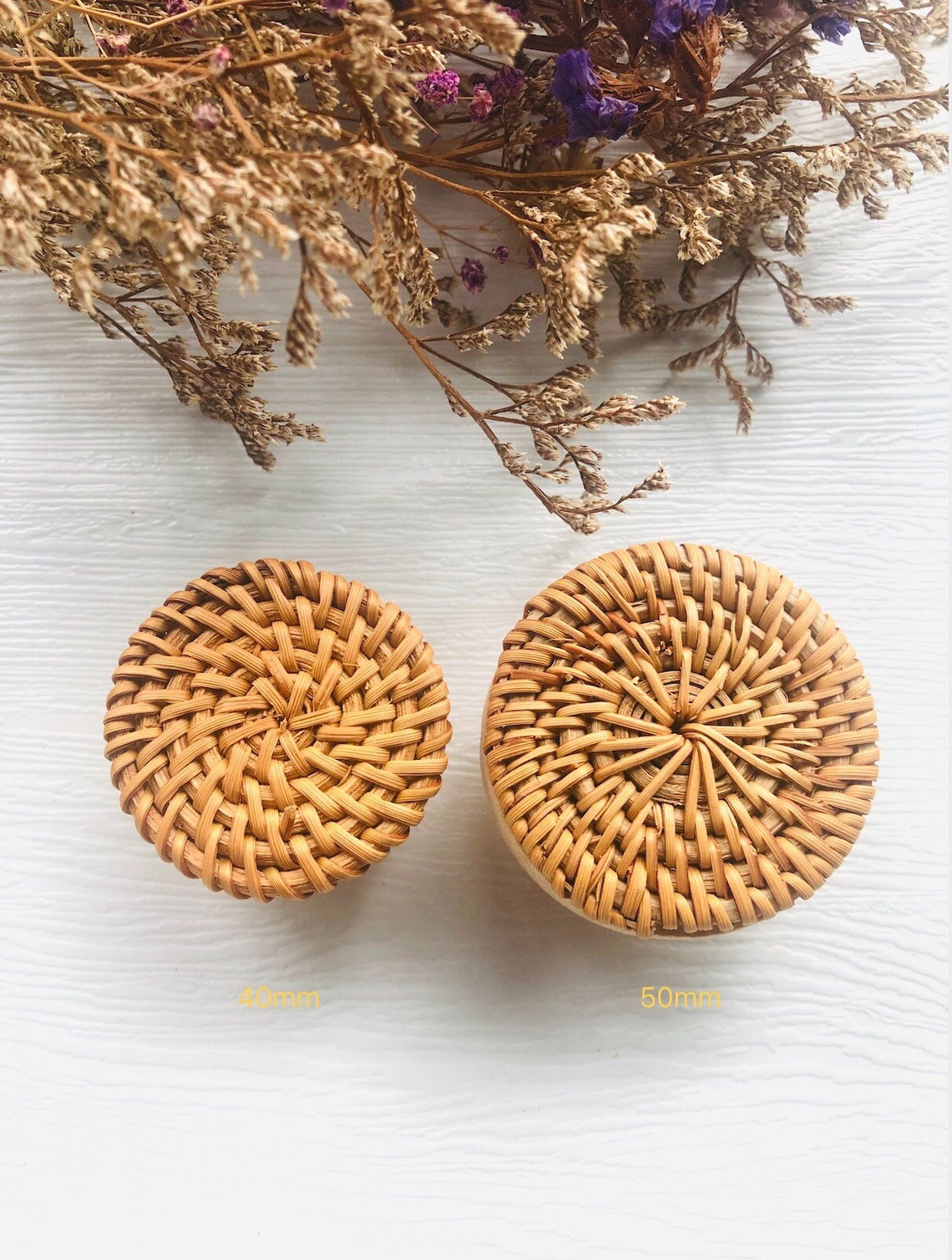 Rattan Knobs Handmade Boho Knobs Nursery Drawer Knob Etsy