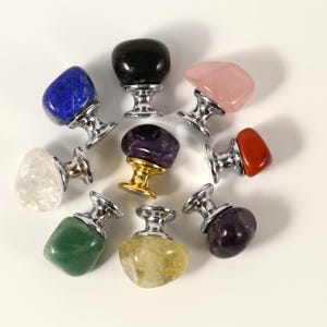 Natural Crystal cabinet knobs handles Rose Quartz gold drawer knobs pulls Red Agate dresser cupbpard knobs Raw Crystal Kitchen engraved name