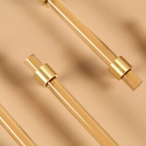 Brushed Brass Acrylic Cabinet Pulls 2 PCS 3.78-Inch T-Bar Drawer...