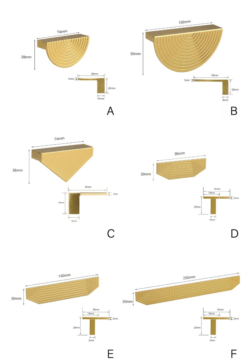 Poignée de tiroir de placard en or brossé Poignée de commode rayée Poignée de garde-robe Poignée de penderie Ikea image 2