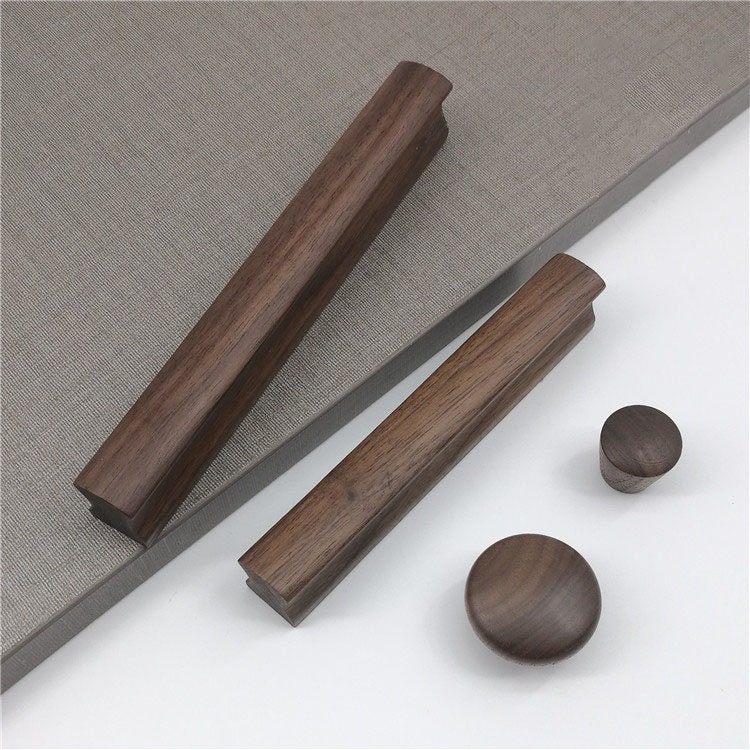 Walnut pulls wood handles drawer knobs handles Etsy