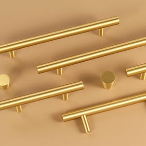 Brushed brass Drawer Dresser knob handles, Minimalist Brass Cabinet Knobs pull, Wardrobe Cupboard Pull Handle Knobs, Furniture handles knobs