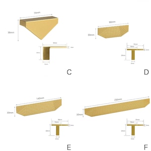 Gebürsteter Goldschrank, Schubladengriff, Griffknopf, gestreifter Kommodenknopfgriff, Kleiderschrankgriffknopf, Schrankgriffe, Ikea-Griffgriff Bild 2