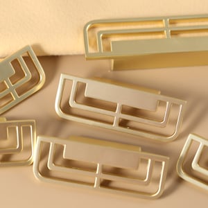 Gold geometric pull, decorative cabinet knobs, drawer knob, modern drawer handles, furniture cabinet knobs, Dresser handle knob