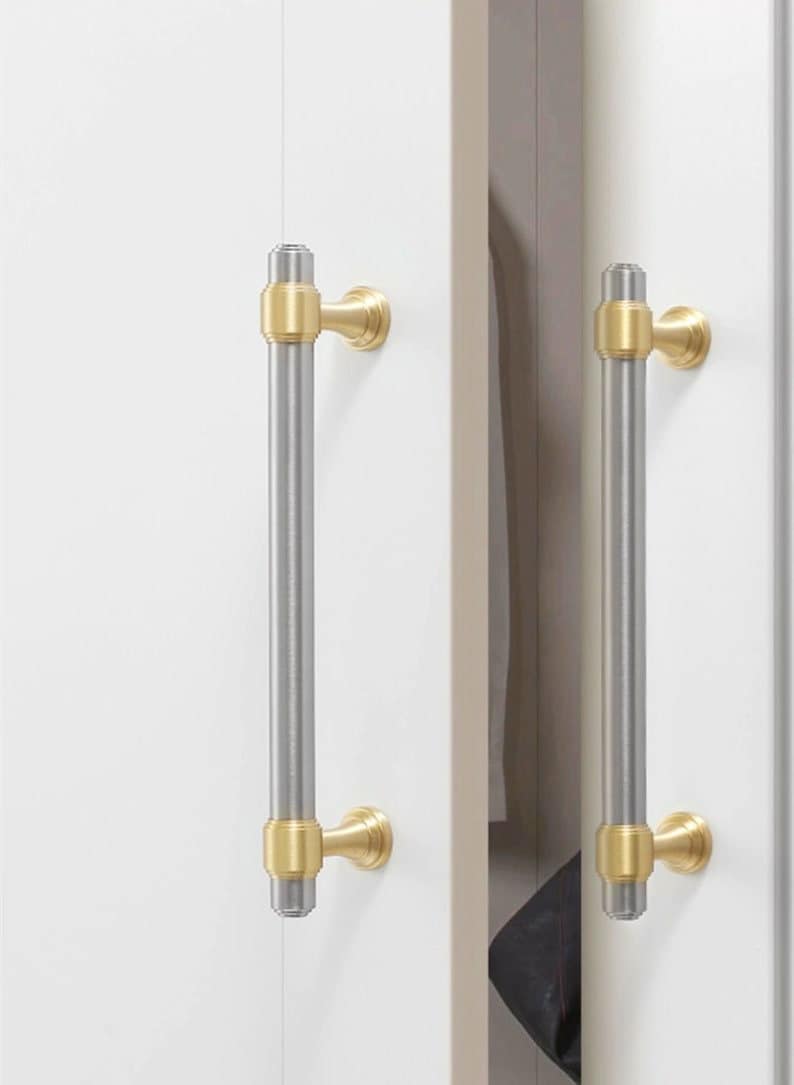 Gold Long Pulls Brushed Silver Drawer Knobs Pulls Etsy