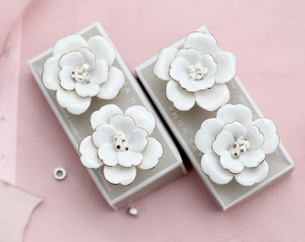 Ceramics flower door knobs, white with gold flower knobs, drawer knobs, high quality ceramics handle