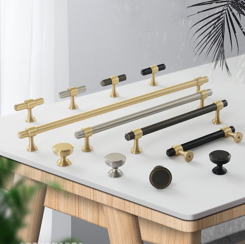 Gold Long Pulls Brushed Silver Drawer Knobs Pulls Etsy