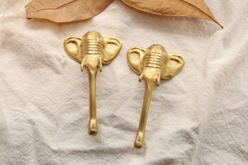 Brass wild mushrooms cabinet pulls, Nursery room Animal Drawer Knobs Pulls Handles,flower Dresser Knobs Cabinet Pull handles, brass Hardware 1 × Elephant