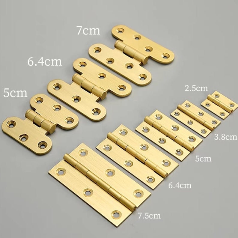 Mini Brass Hinges Brushed Brass Drawer Hinges Brass Etsy