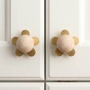 Ball Travertine flower base Cabinet dresser knobs handles Art Rosso wardrobe cupboard knobs pulls Beige Limestone Nursery Drawer Pulls knobs