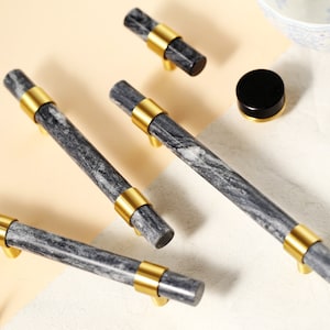 Nature Marble cabinet pulls, Marble Drawer Knobs Pulls Handles/ Brass Dresser Knobs Cabinet Pull handles/ Modern Furniture Hardware