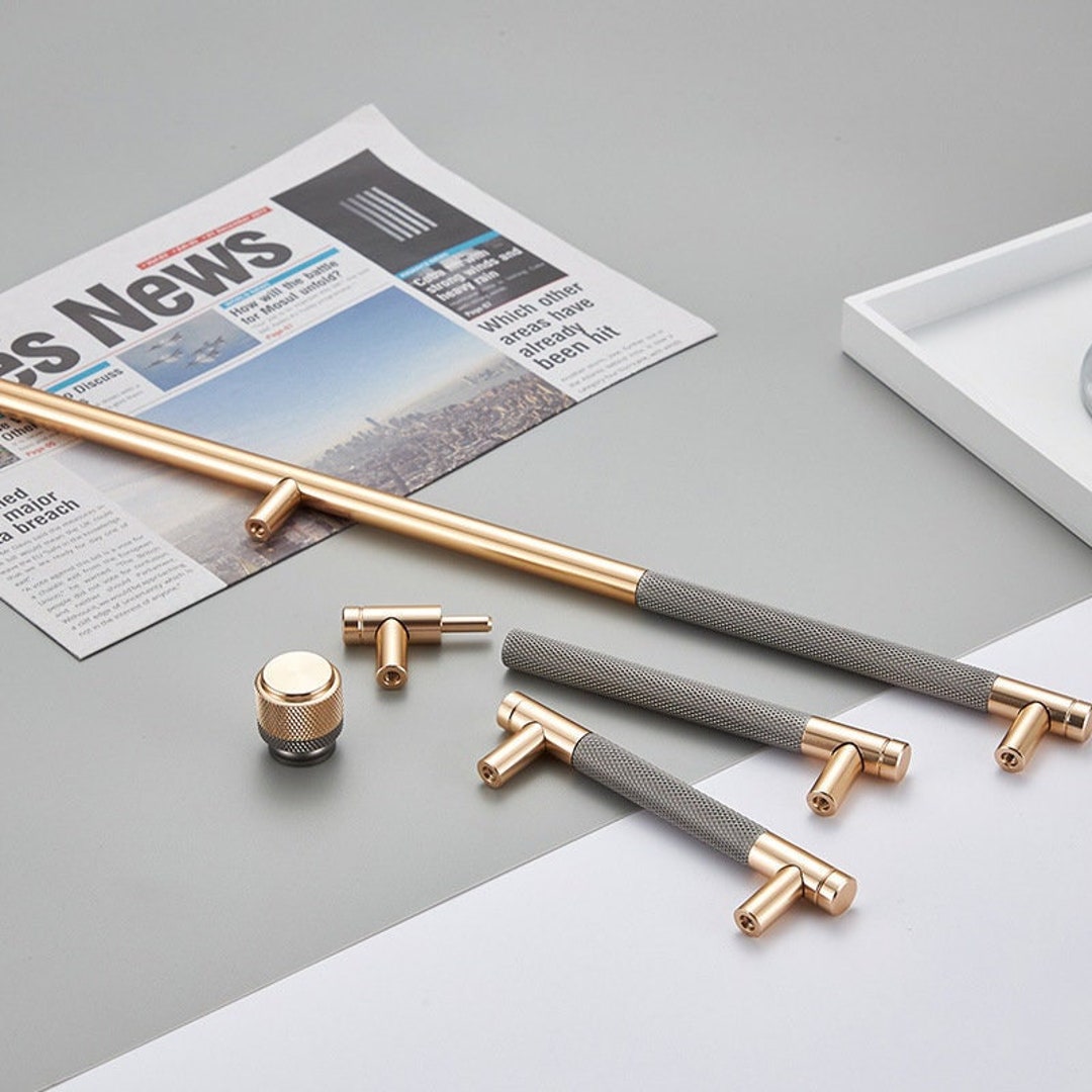 Gold Knurled Wardrobe Handle Pulls Dresser Knob Pulls Drawer Etsy