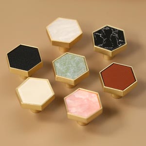 Hexagon Strukturierte Gold Kabinett Knäufe Griff Schubladenknauf Griffe, geometrische Schubladenknäufe Möbelknöpfe, dekorative Griffknöpfe